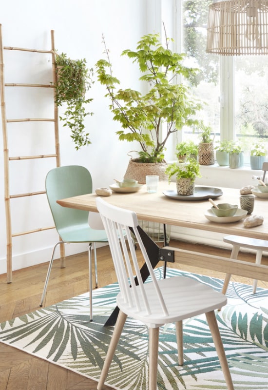 dining room with notes of green