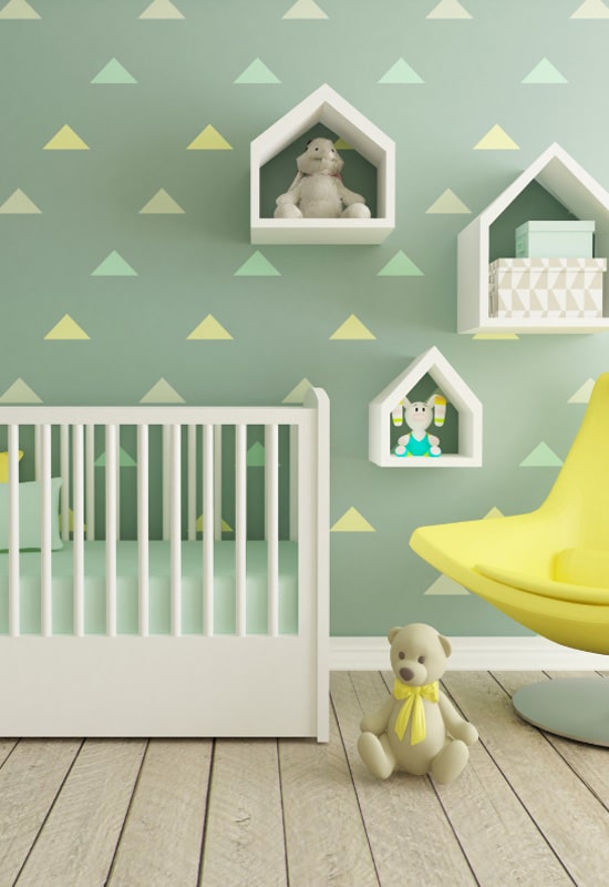 baby room in green and yellow